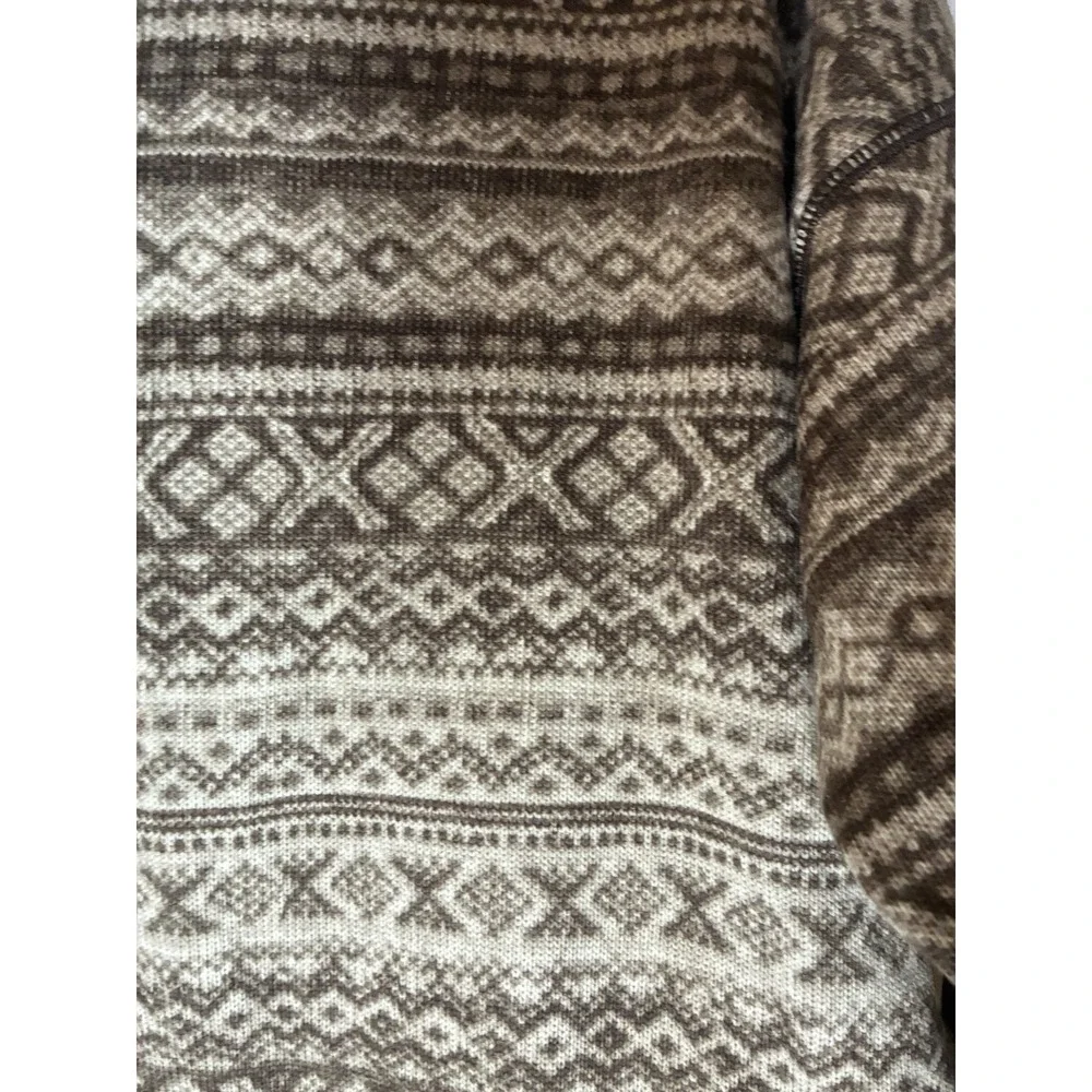 Lauren Ralph Lauren Active Fair Isle Fleece Hoodie Brown Cream Plus Size 1X